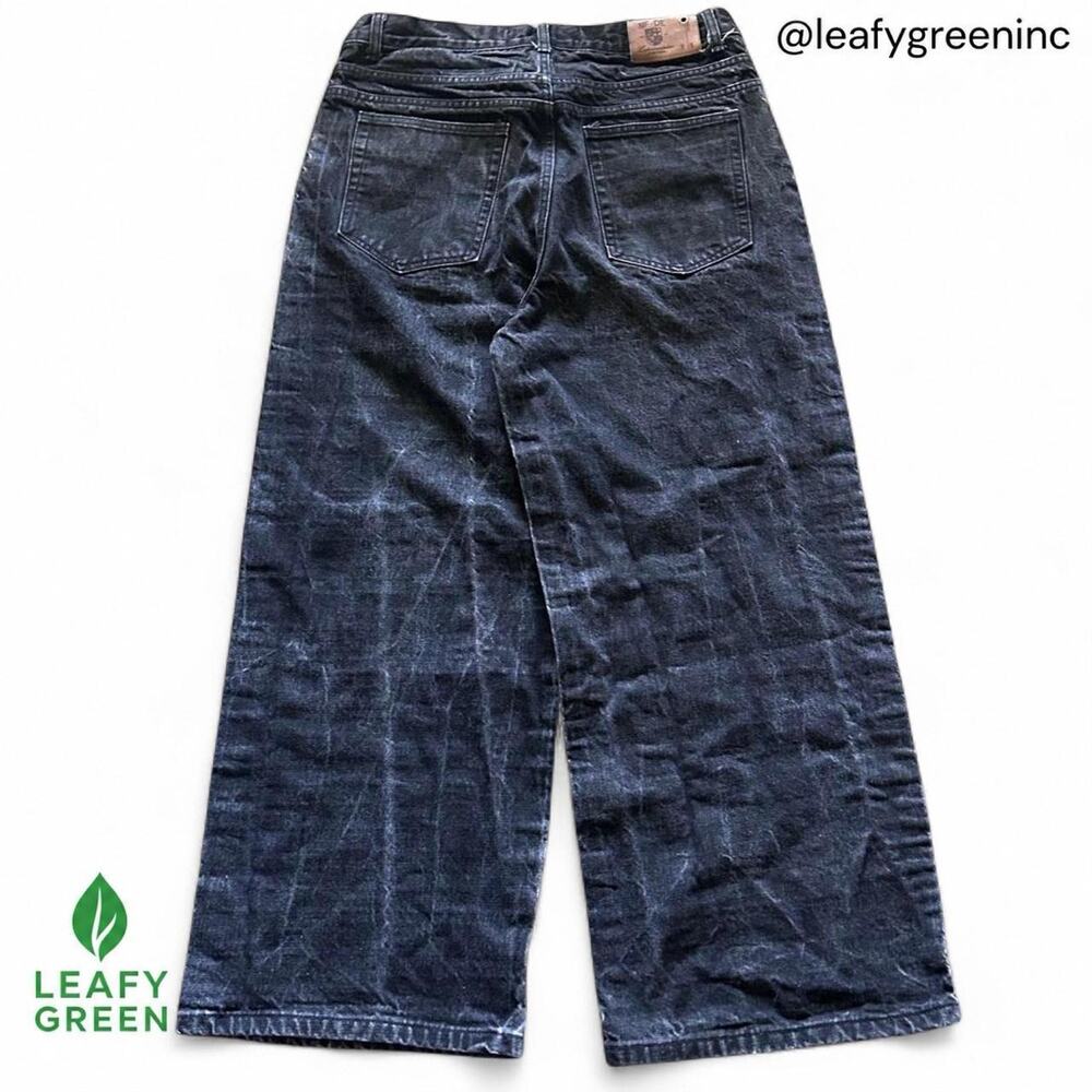 No Faith Studios Black Selvedge Super Baggy Jeans Button Fly us sz XL 36x30